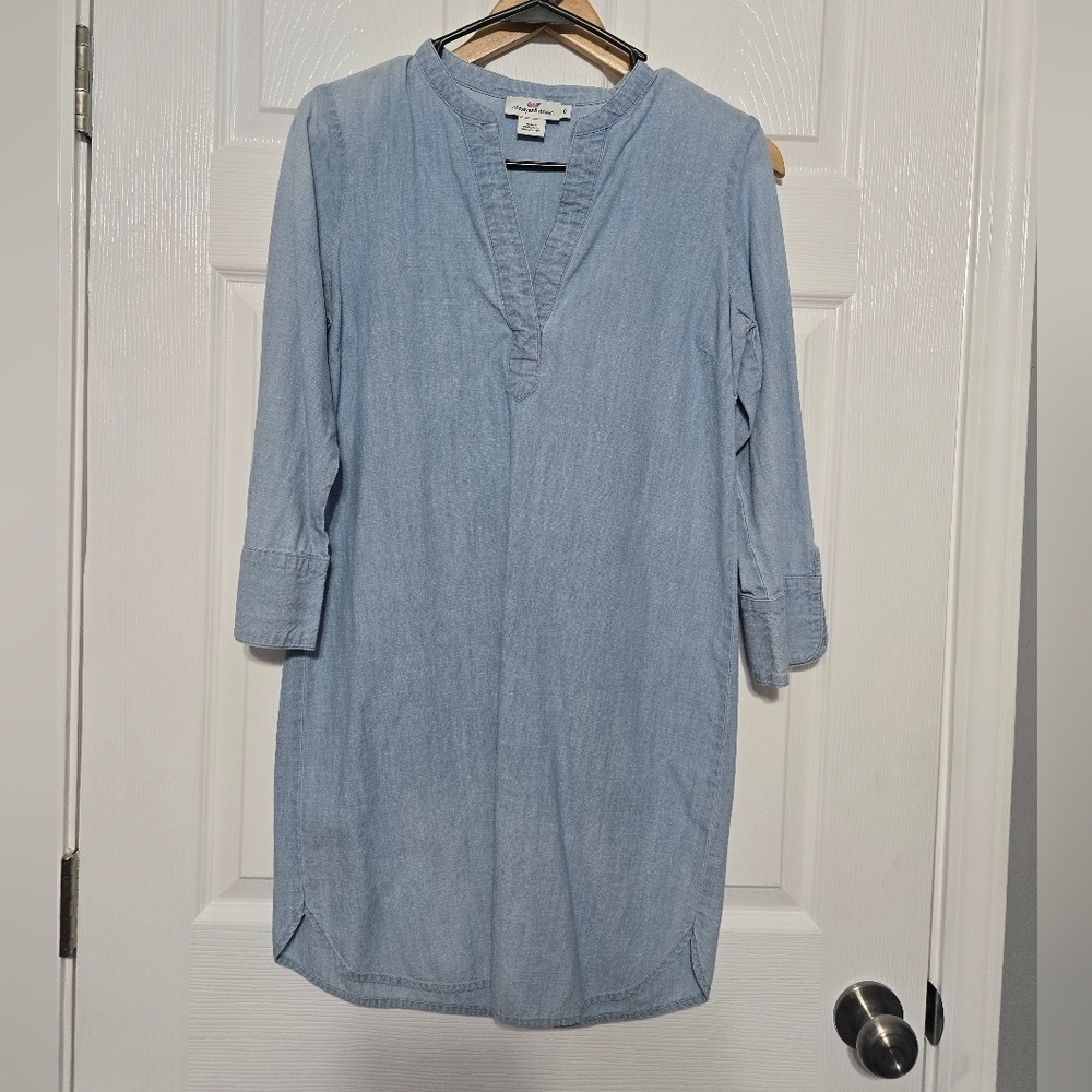 Vineyard Vines Chambray Tunic Shirt Dress Size 0 D38 - Picture 2 of 9
